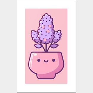 Cute Purple Hyacinth House Plant | Kawaii Cute Plant Design | Kawaii Style Art Posters and Art